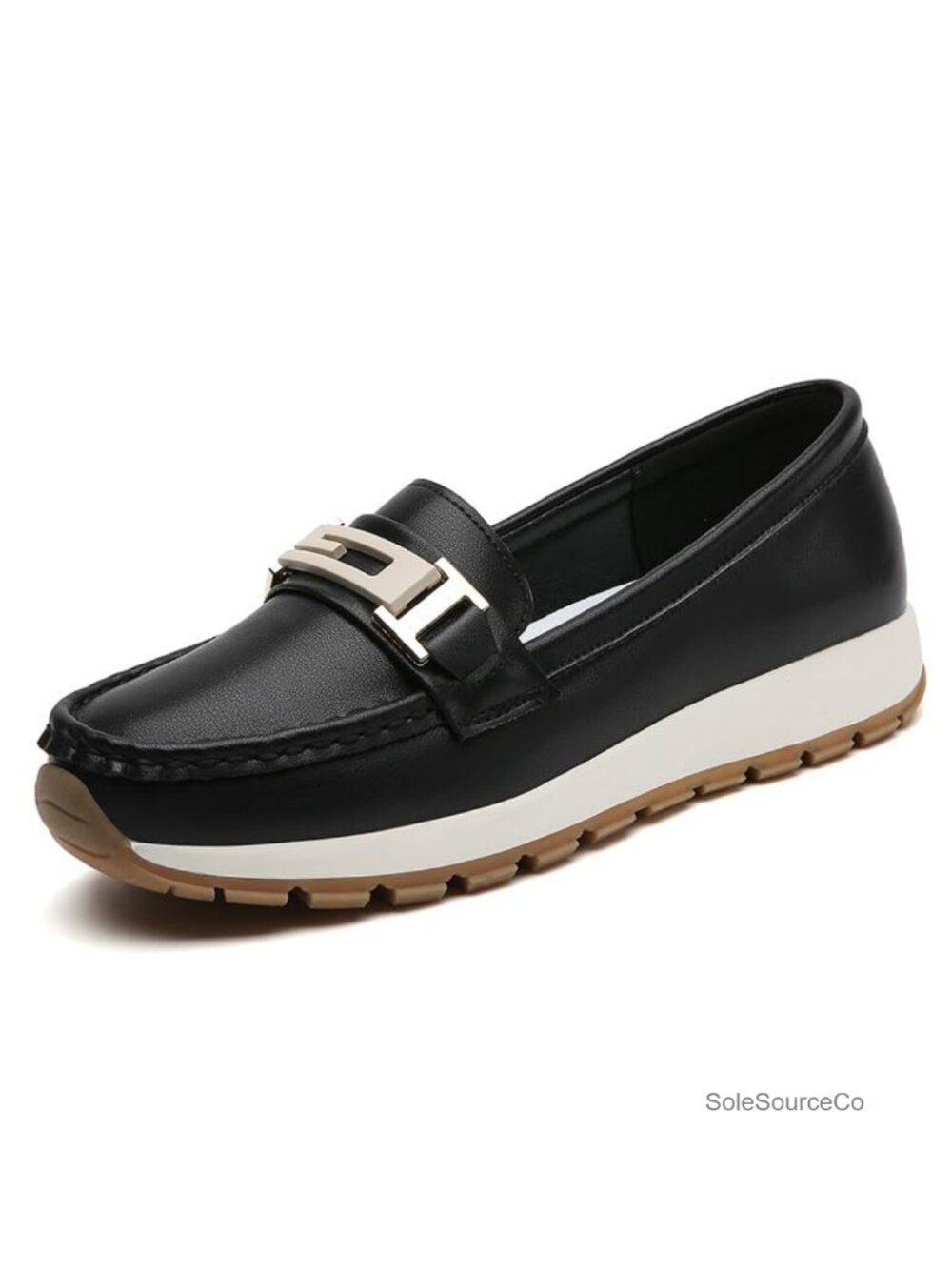 Faux Leather Platform Loafers Slip On Casual Work Driving Flats for Women